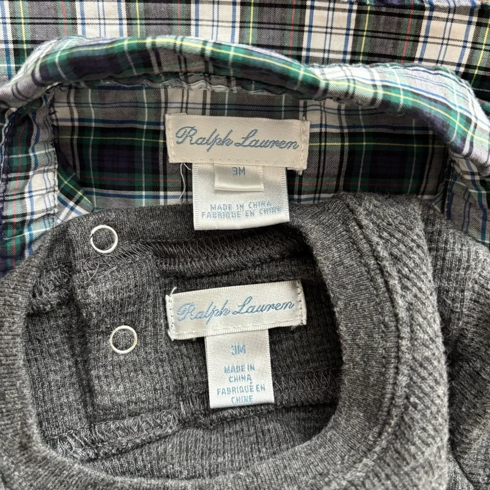 Ralph Lauren Boys 3 months button down and waffle knit shirt